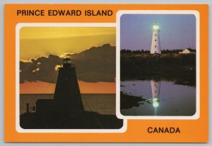 Lighthouse~Prince Edward Island Canada~2 Lighthouses~1 At Sunset~Continental PC