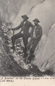 New Zealand Mountain Climbing Canterbury At Onslow Glacier Old Postcard