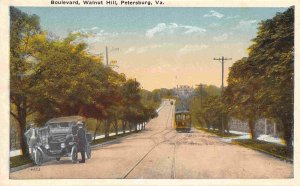 Boulevard Walnut Hill Car Streetcar Petersburg Virginia 1920c postcard