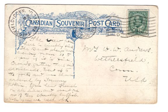 Chateau Frontenac, Dufferin Terrace, Quebec, Warwick, Used 1906