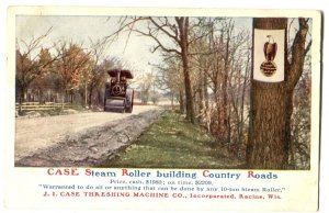 Advertising Postcard Case Steam Roller JI Case Threshing Racine WI