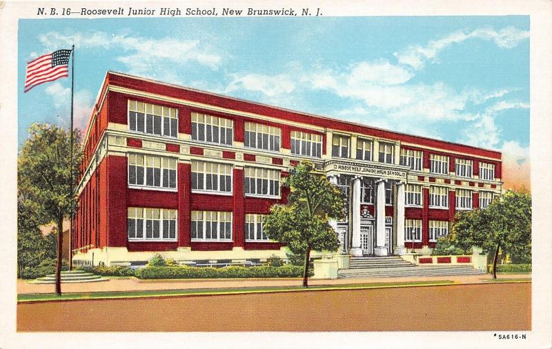 New Brunswick New Jersey~Roosevelt Junior High School~Ionic Columns @ Door~1947