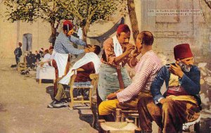 Turkish Barber Shop Instanbul Turkey 1905c postcard