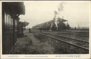 Antung Hsien Andung China RR Train Station Depot c1910 Postcard chn EXC COND