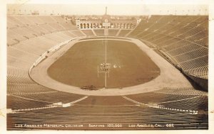 Los Angeles Memorial Coliseum Seating 105,000 People Real Photo Postcard