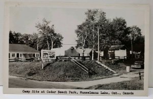 Musselmans Lake Ontario Canada Camp Site at Cedar Beach Park RPPC Postcard D15