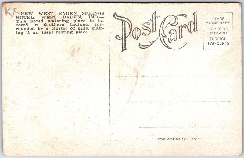 Vintage Postcard the New West Baden Springs Hotel Located West Baden