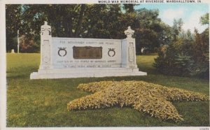 World War WW1 Memorial At Riverside Marshalltown Iowa Military Old Postcard