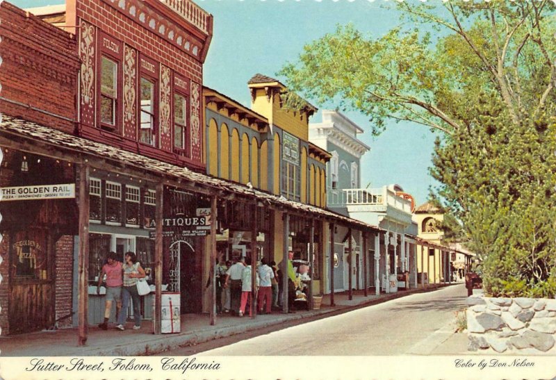 Sutter Street Scene FOLSOM, CA Gold Rush Town c1970s Continental Postcard