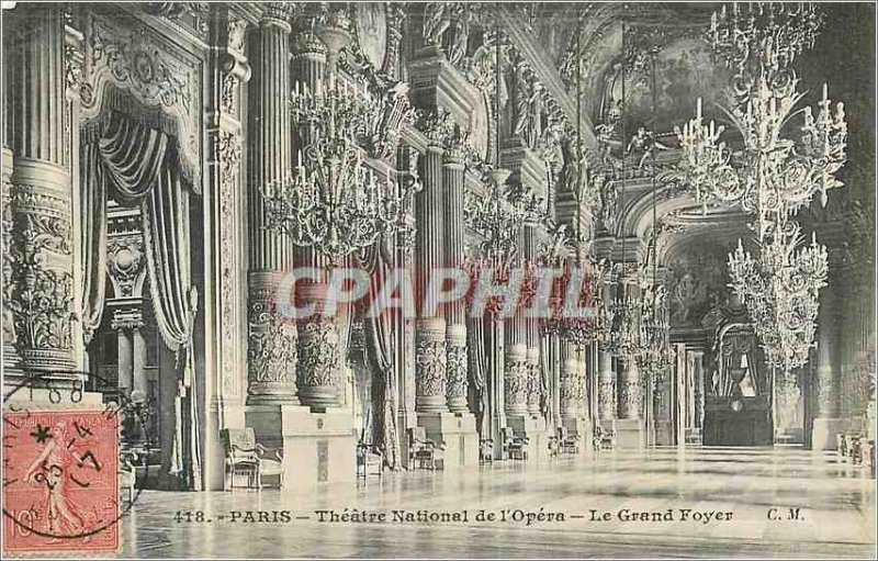 Old Postcard Paris Theater National de l'Opera Grand Foyer