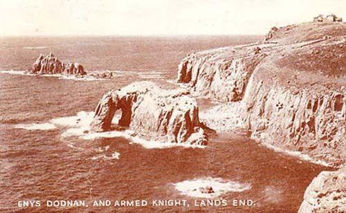 Lands End Enys Dodnan Armed Knight Real Photo Postcard