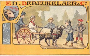 de Beukelaer Chocoate Advertising Sheep Cart Children Vintage Postcard AA50213
