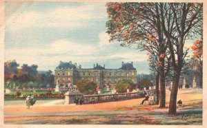 Luxembourg Palace Paris France Structure Artwork Yvon Vintage Postcard c1930