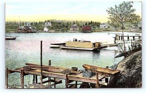 SOUTH BRISTOL,, ME Maine ~ The GASOLINE FLOAT & HOUSES c1910s Postcard