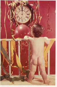 Happy New Years Naked Baby 1982 Print The American Postcard Company 4x6