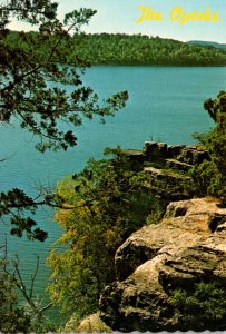 Missouri Ozarks Bluff Overlooking A Beautiful Blue Lake