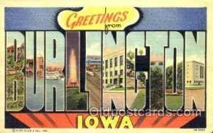 Greetings From Burlington, Iowa, USA Large Letter Town Unused 