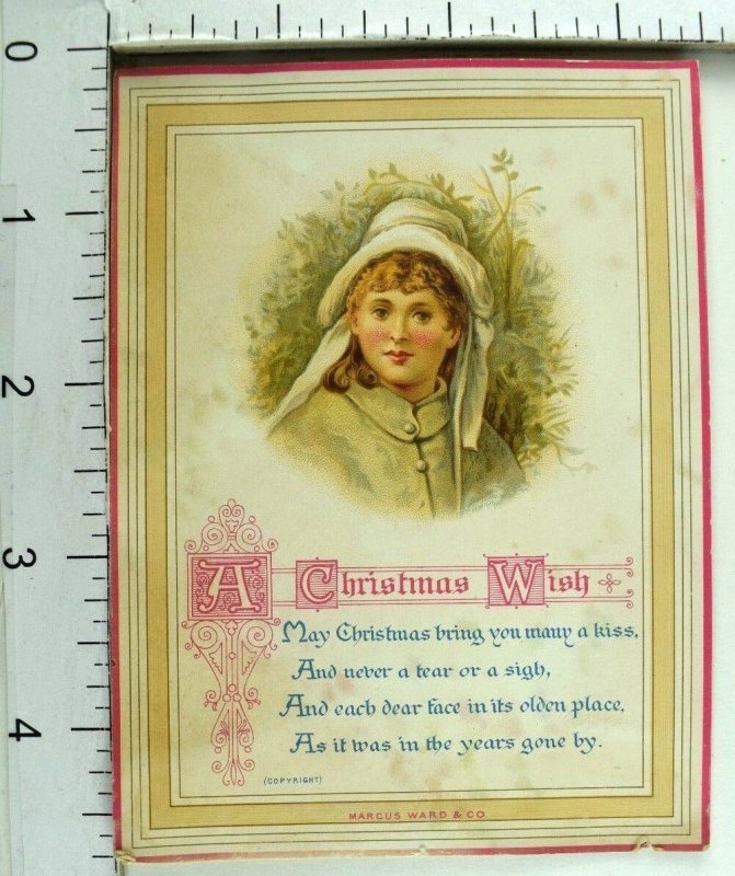 1870's Lovely Marcus Ward Victorian Christmas 3 Card Set w/ Poems  F102