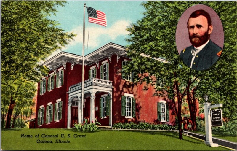 Postcard Home of General U.S. Grant in Galena, Illinois