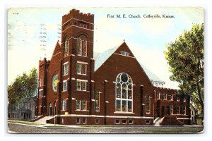 First M. E. Church Coffeyville Kansas c1909 Postcard