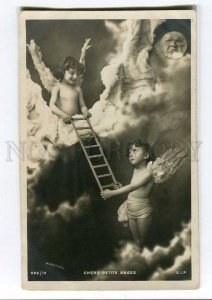 251471 Little WINGED ANGEL Crying MOON Vintage Manuel PHOTO