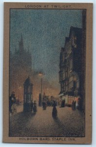 England Postcard London at Twighlight Holborn Bars Staple Inn c1910 Antique