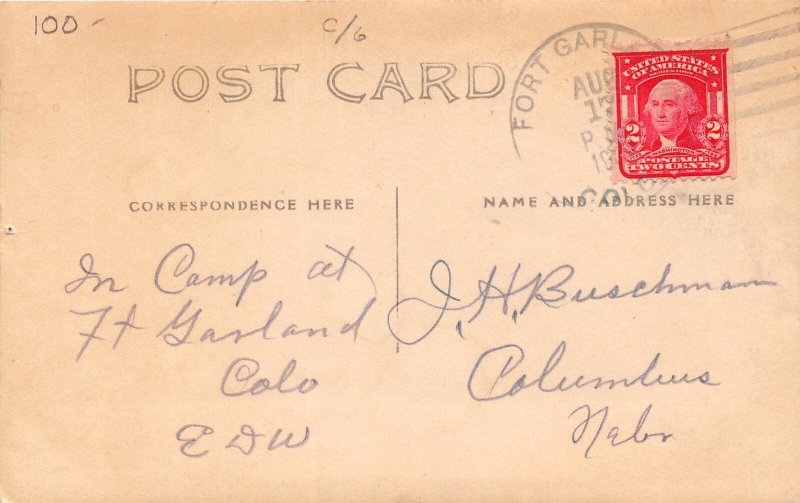 H98/ Fort Garland Colorado RPPC Postcard c1910 Camp Tent Patriotic Flag 120