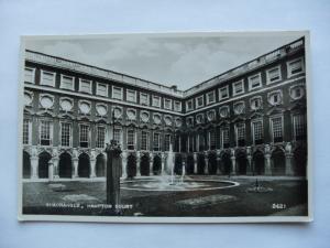 Old rppc QUADRANGLE & BUILDINGS Hampton Court United Kingdom UK Postcard y6540