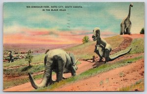 1947 Dinosaur Park Rapid City South Dakota SD In The Black Hills Posted Postcard