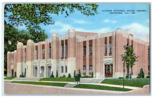 1940 Illinois National Guard Armory Exterior Building Rockford Illinois Postcard