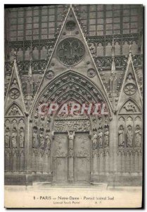 Old Postcard Paris Notre Dame Portal Lateral South