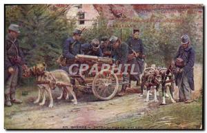 Postcard Old Dog Dogs Belgian Army machine gunners Advertisement alcohol mint...