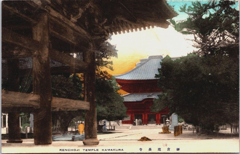 Japan Kenchoji Temple Kencho-ji Kamakura Hand Tinted Postcard C090