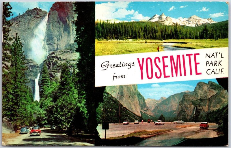 Greetings From Yosemite National Park California Waterfalls Posted Postcard