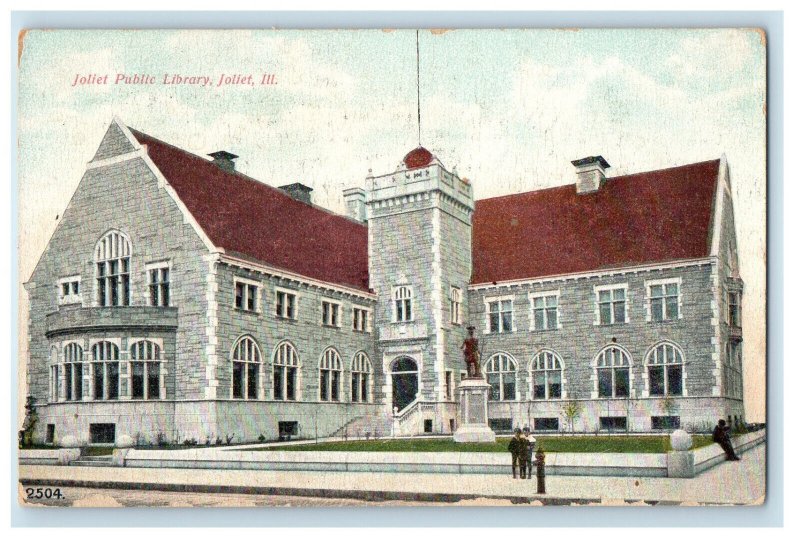 c1910 Stairway to Joliet Public Library Joliet Illinois IL Unposted Postcard