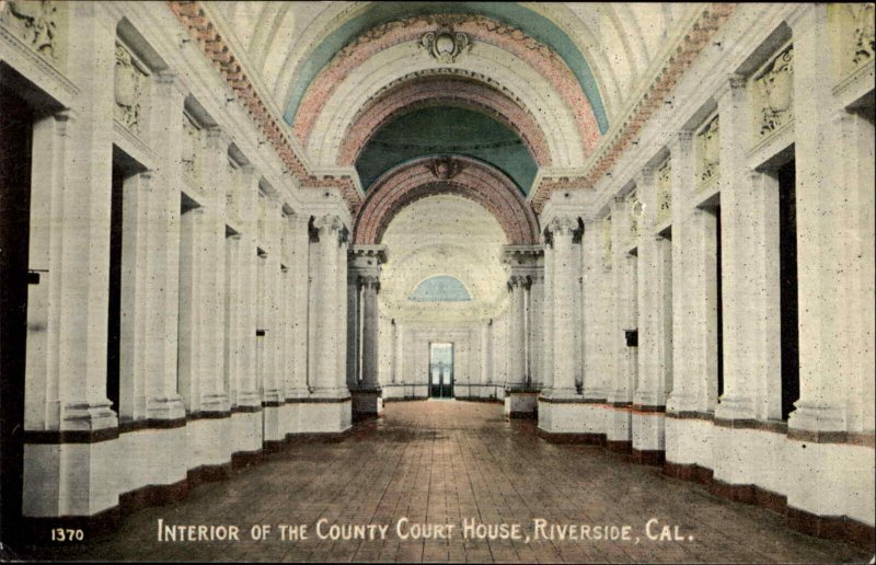Riverside California CA Court House Interior c1900s-20s Postcard