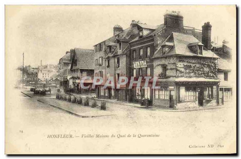 Postcard Old Honfleur Vieilles Maisons du Quai Quarantine Cafe Reunion Tobacco