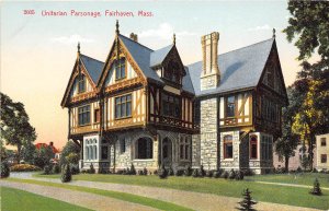 Unitarian Parsonage Fairhaven Massachussetts 1907c postcard