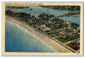 1940 Air View of Beach Front, Fort Lauderdale Florida FL Posted Postcard