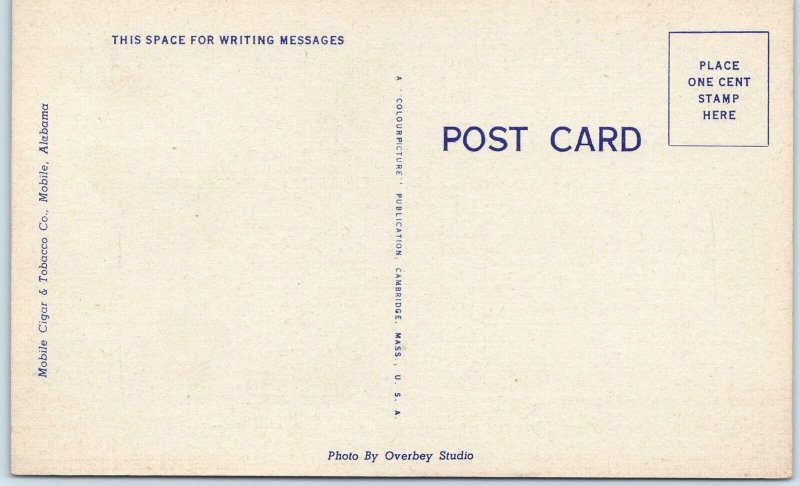 c1940s Mobile, AL Interior Cathedral Immaculate Conception Church Linen PC A330