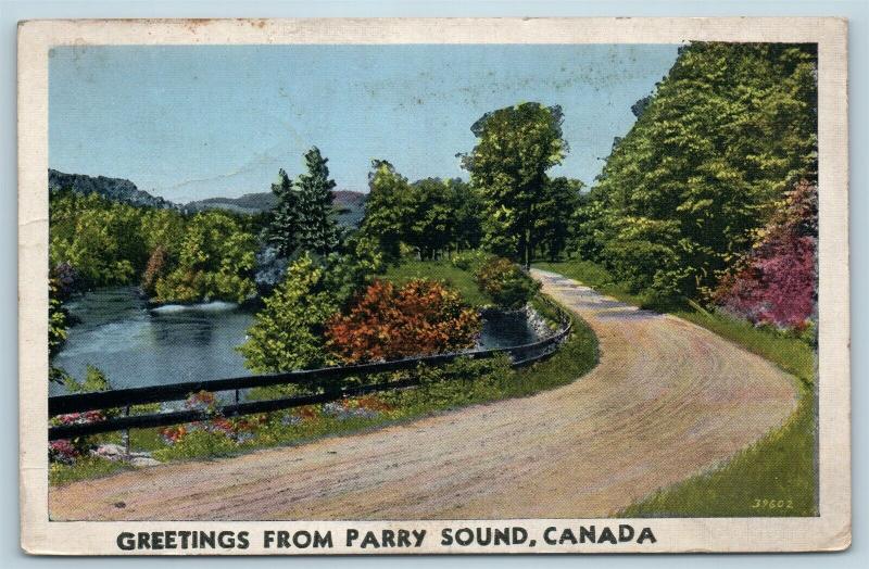 Postcard Canada Ontario Parry Sound Scenic Greetings c1920s #2 Q10