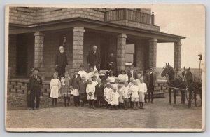 Guthrie OK RPPC Childrens Home Boys Arrive Shaved Heads Girl w Doll Postcard P28