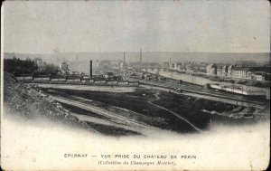 Epernay France Vuew Prise Du Chateau du Pekin c1905 Postcard CHAMPAGNE ADV