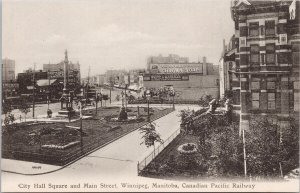 Winnipeg MB City Hall Square Main Street Royal Brown Soap Sign Postcard H61