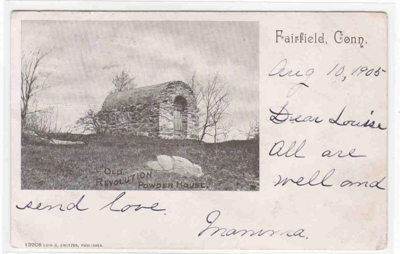 Revolutionary War Powder House Fairfield Connecticut 1905 postcard 