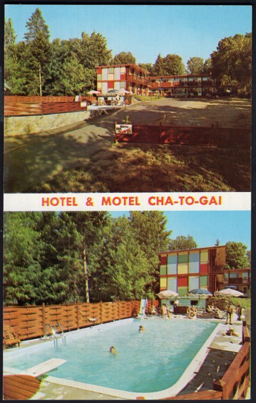 (2) Quebec STE. ADELE EN HAUT Hotel & Motel Cha-To-Gai - Chrome 1950s-1970s