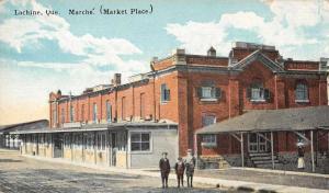 Lachine Quebec Canada Market Place Street Scene Antique Postcard J79356