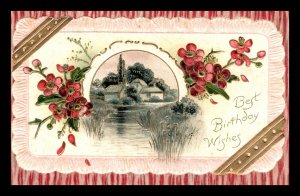 c1910 Best Birthday Wishes Floral Embossed German Maine Postcard 226