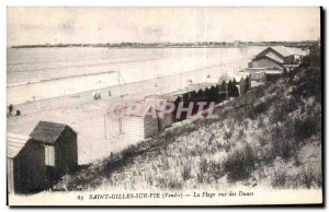 Old Postcard Saint Gilles on life vendee Beach view of the dunes