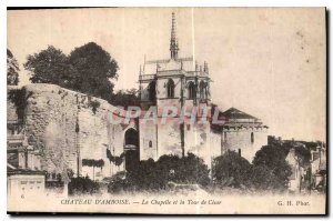 Old Postcard Chateau d'Amboise Chapel and Tower of Cesar